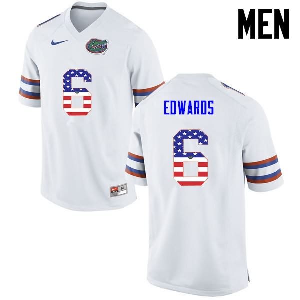 NCAA Florida Gators Brian Edwards Men's #6 USA Flag Fashion Nike White Stitched Authentic College Football Jersey ZJZ2764GW